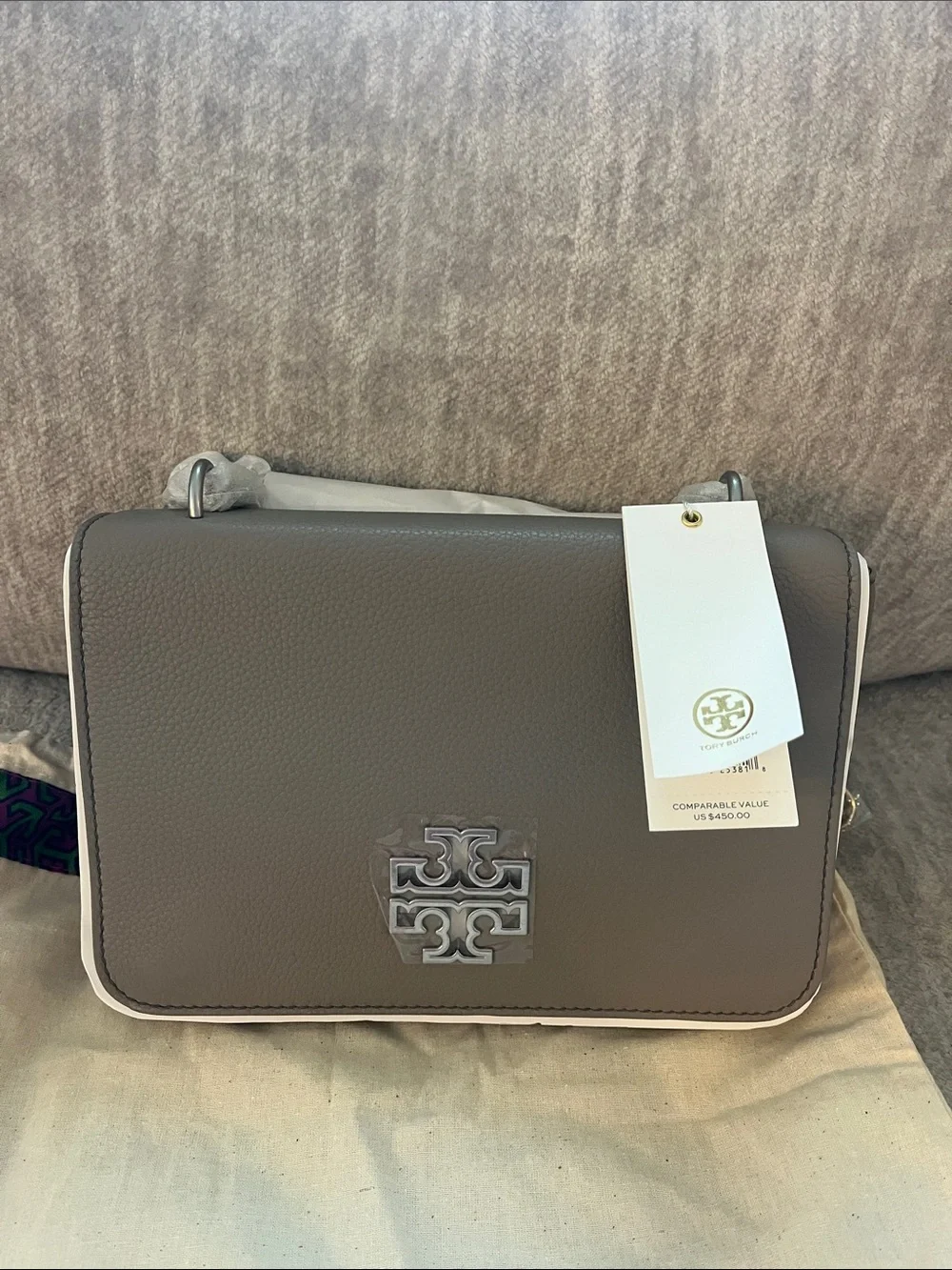 NWT TORY BURCH Gray Britten Adjustable Shoulder Bag